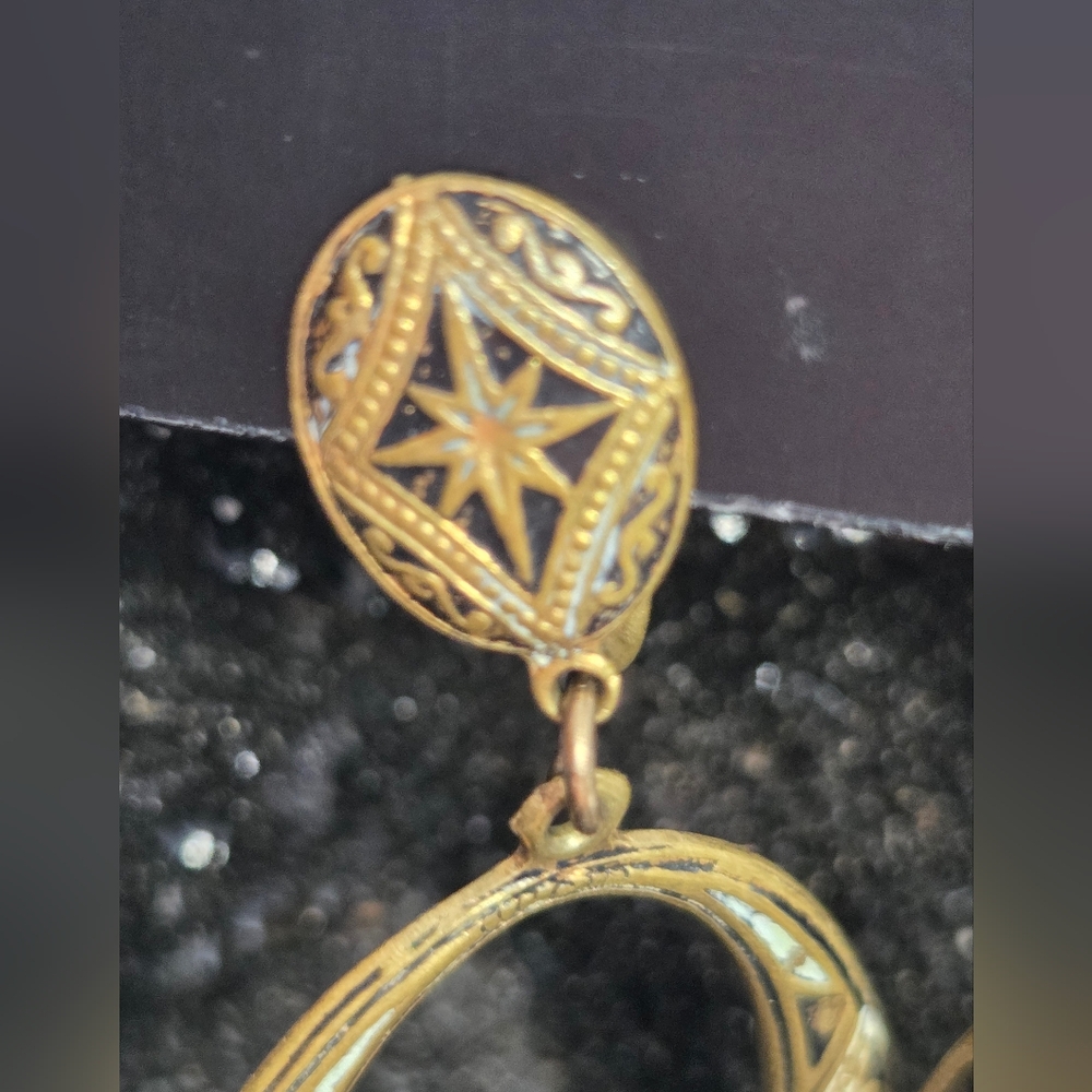 Damascene Large Hoop Earrings - Picture 4 of 10
